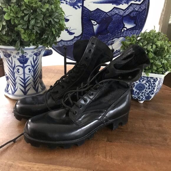 New unworn vintage canvas combat tactical boots 8 - Picture 3 of 3